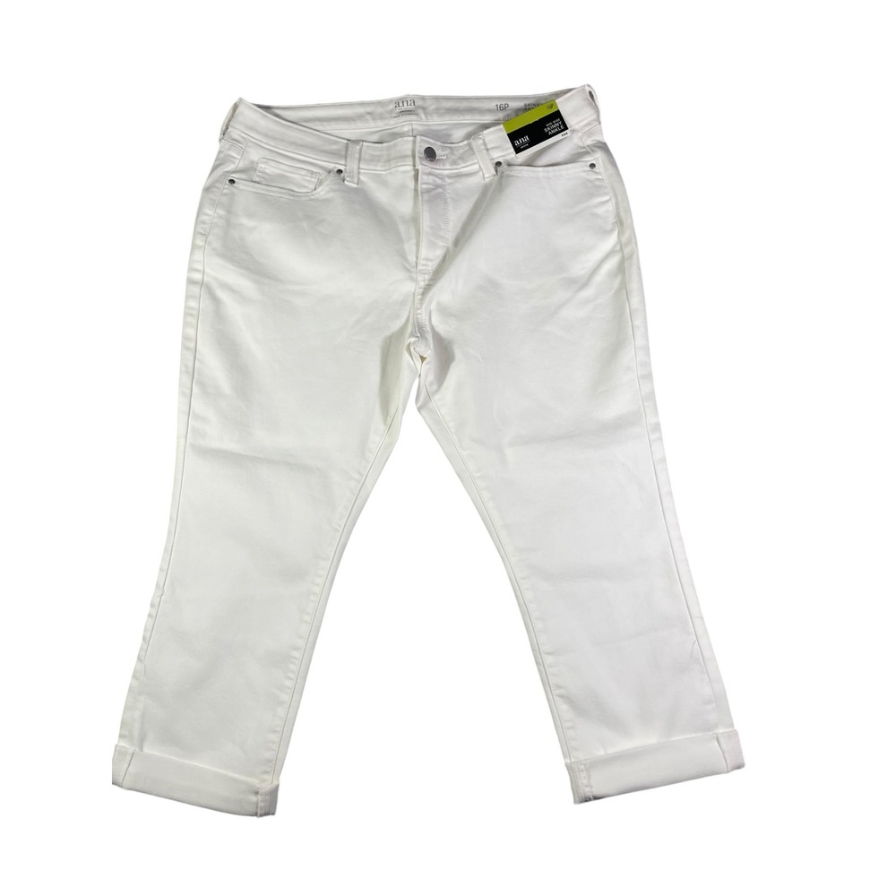 ANA A New Approach‎ White Mid-Rise Skinny Ankle Jeans Petite 16P New With Tags